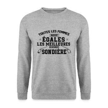 sondière - Sweat-shirt Unisexe - gris chiné - Devant - Alina (178cm) & Michal (187cm)