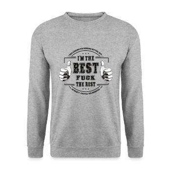 Ich bin der Beste - I'm the best, fuck the rest - Unisex Pullover - Weißgrau meliert - Vorne - Alina (178cm) & Michal (187cm)
