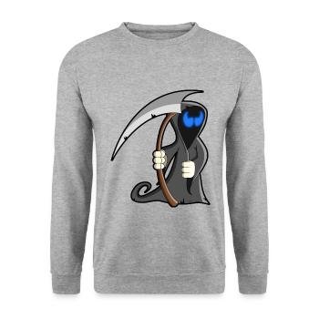cartoon la faucheuse - Sweat-shirt Unisexe - gris chiné - Devant - Alina (178cm) & Michal (187cm)