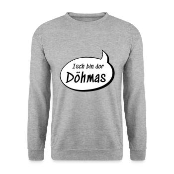 Isch bin dor Döhmas Thomas auf sächsisch lustig - Unisex Pullover - Weißgrau meliert - Vorne - Alina (178cm) & Michal (187cm)