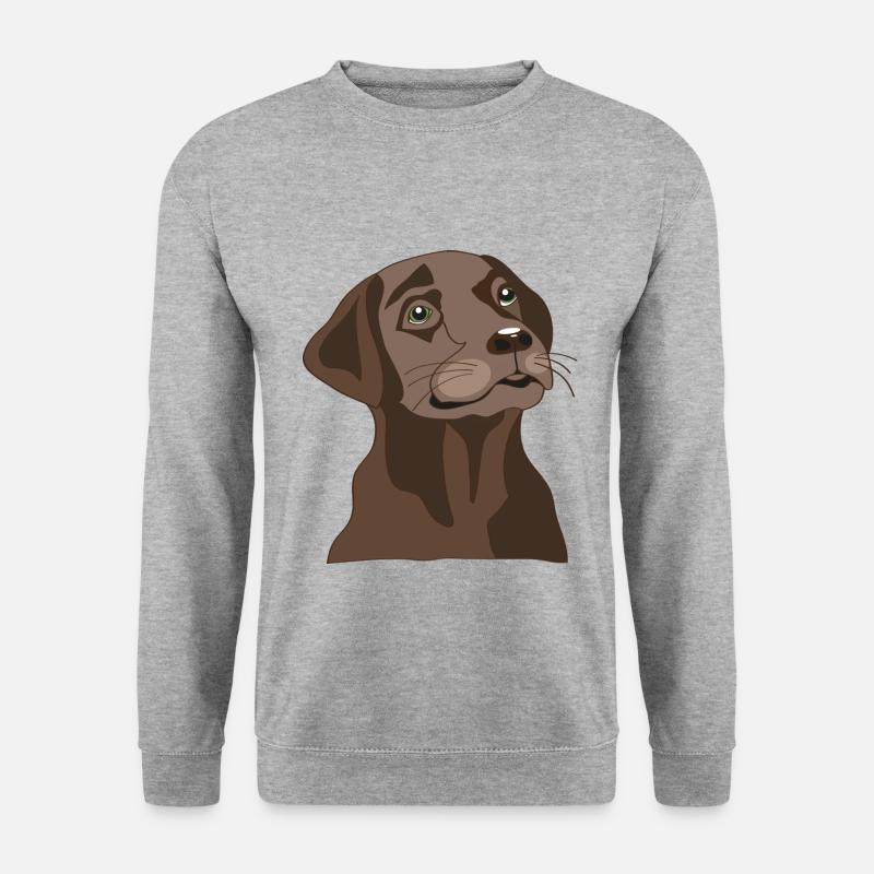 Brauner Labrador - Unisex Pullover - Weißgrau meliert