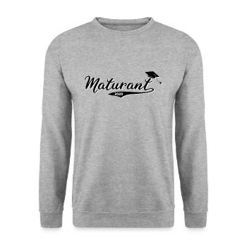 Maturant 2023 Matura bestanden Schulabschluss - Unisex Pullover - Weißgrau meliert - Vorne - Alina (178cm) & Michal (187cm)