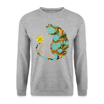 Chat avec fleur E 204 - Sweat-shirt Unisexe - gris chiné - Devant - Alina (178cm) & Michal (187cm)