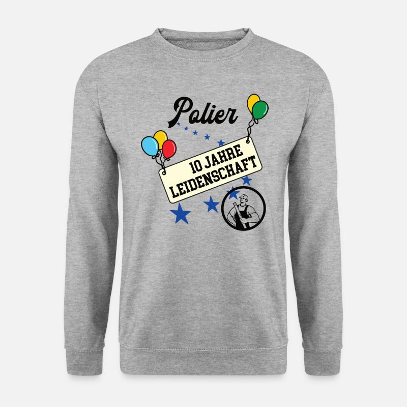 Polier Jubiläum 10 Jahre 10. jähriges bester 10th - Unisex Pullover - Weißgrau meliert