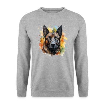 Malinois - Unisex Pullover - Weißgrau meliert - Vorne - Alina (178cm) & Michal (187cm)