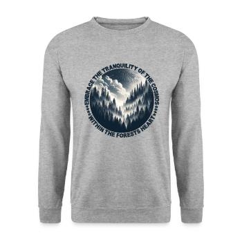 Paysage nocturne de la forêt mystique : une symphonie céleste - Sweat-shirt Unisexe - gris chiné - Devant - Alina (178cm) & Michal (187cm)