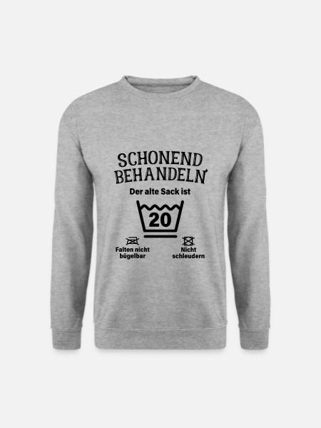 Schonend Behandeln 20. Geburtstag Der Alte Sack 20 - Unisex Pullover - Weißgrau meliert