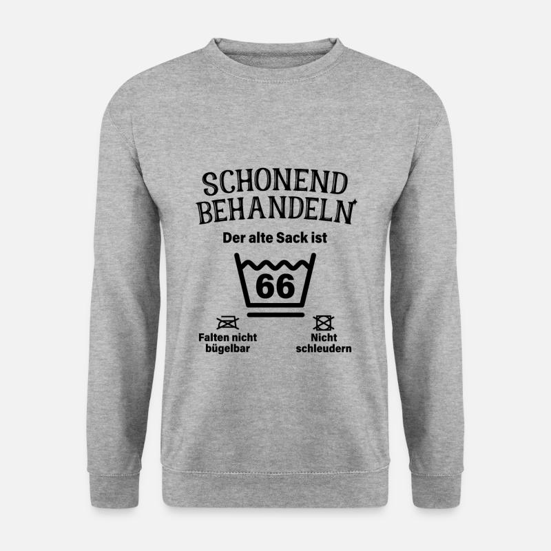 Schonend Behandeln 66. Geburtstag Der Alte Sack 66 - Unisex Pullover - Weißgrau meliert