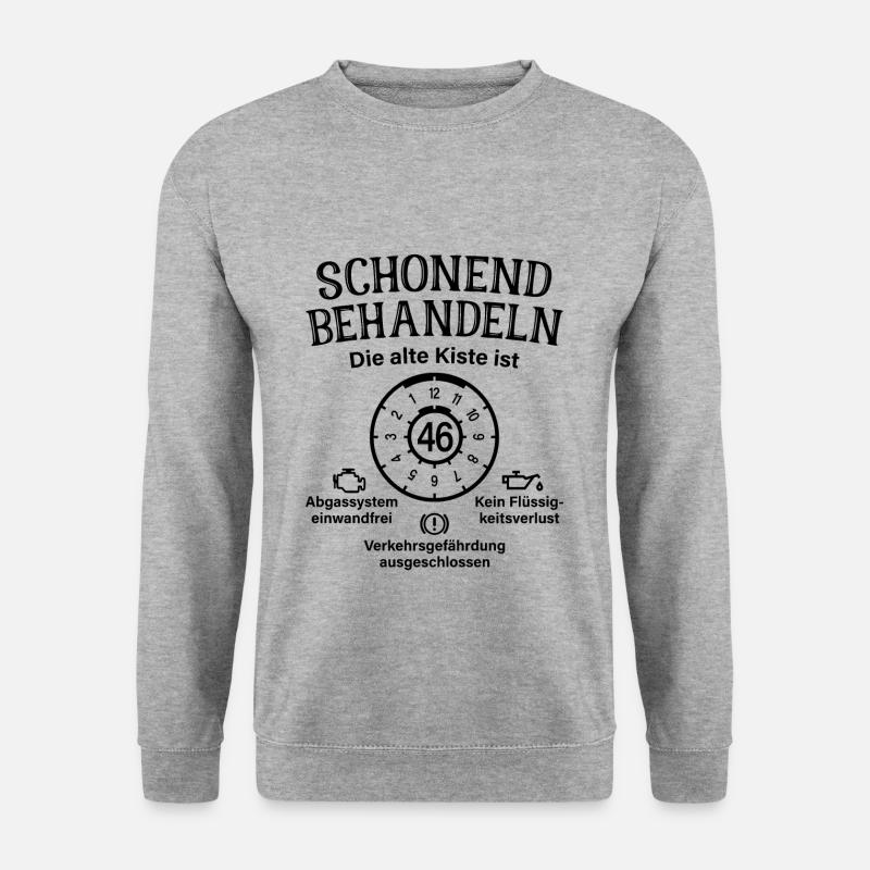 46. Geburtstag Schonend Behandeln Alte Kiste 46 - Unisex Pullover - Weißgrau meliert