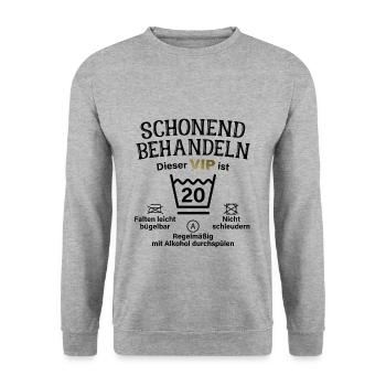 20. Geburtstag Schonend Behandeln 20 VIP ist 20 - Unisex Pullover - Weißgrau meliert - Vorne - Alina (178cm) & Michal (187cm)