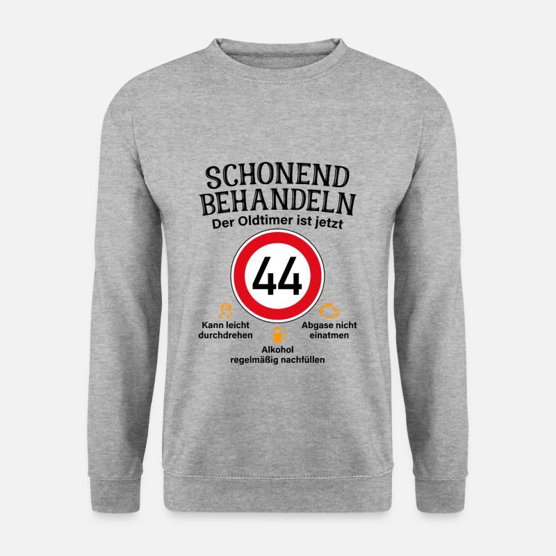 44. Geburtstag Schonend Behandeln Oldtimer Ist 44 - Unisex Pullover - Weißgrau meliert