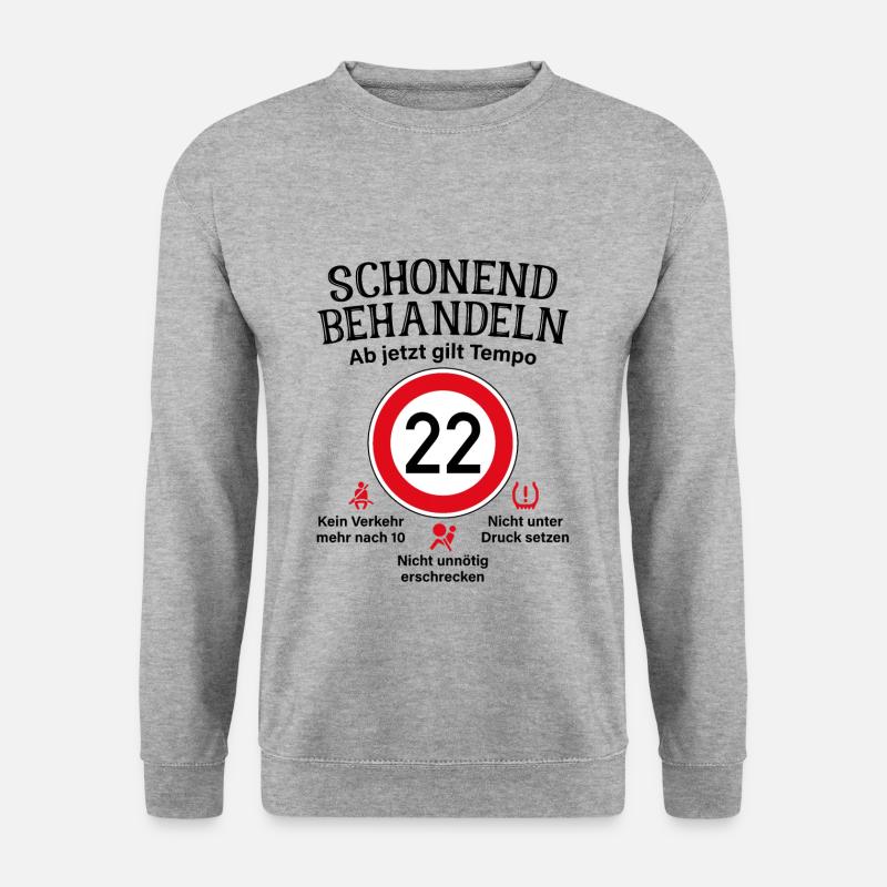 22. Geburtstag Schonend Behandeln 22 Tempolimit 22 - Unisex Pullover - Weißgrau meliert