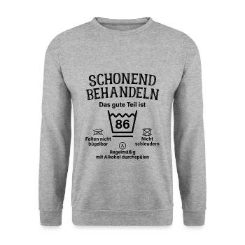 86. Geburtstag Schonend Behandeln 86 Teil Ist 86 - Unisex Pullover - Weißgrau meliert - Vorne - Alina (178cm) & Michal (187cm)