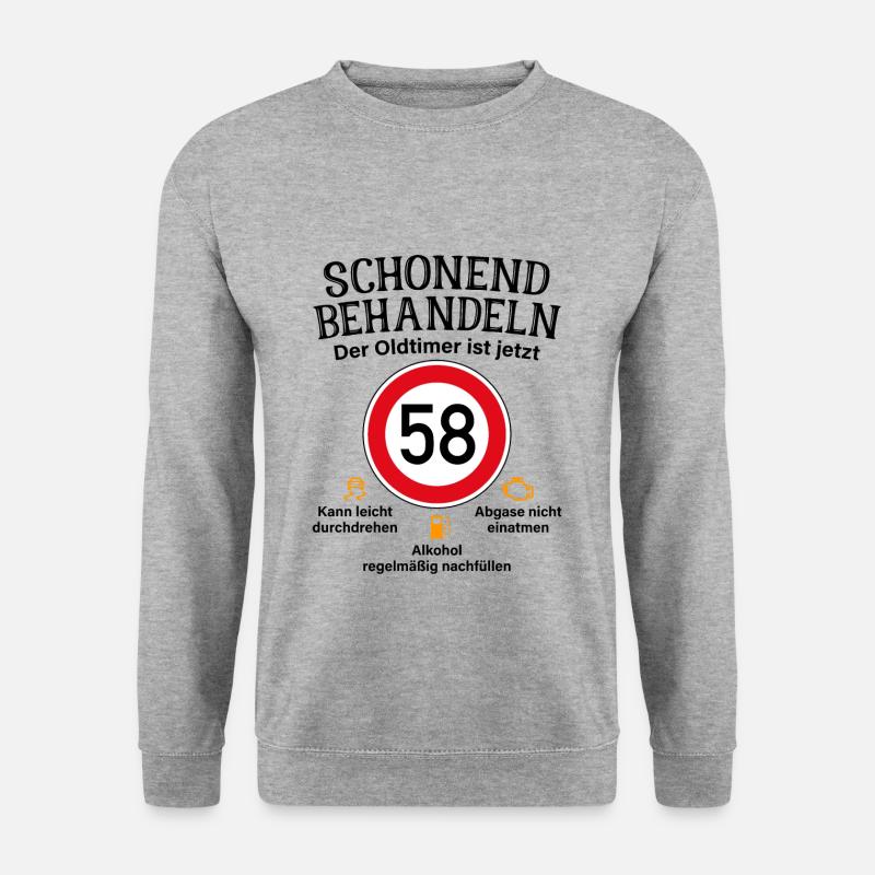 58. Geburtstag Schonend Behandeln Oldtimer Ist 58 - Unisex Pullover - Weißgrau meliert