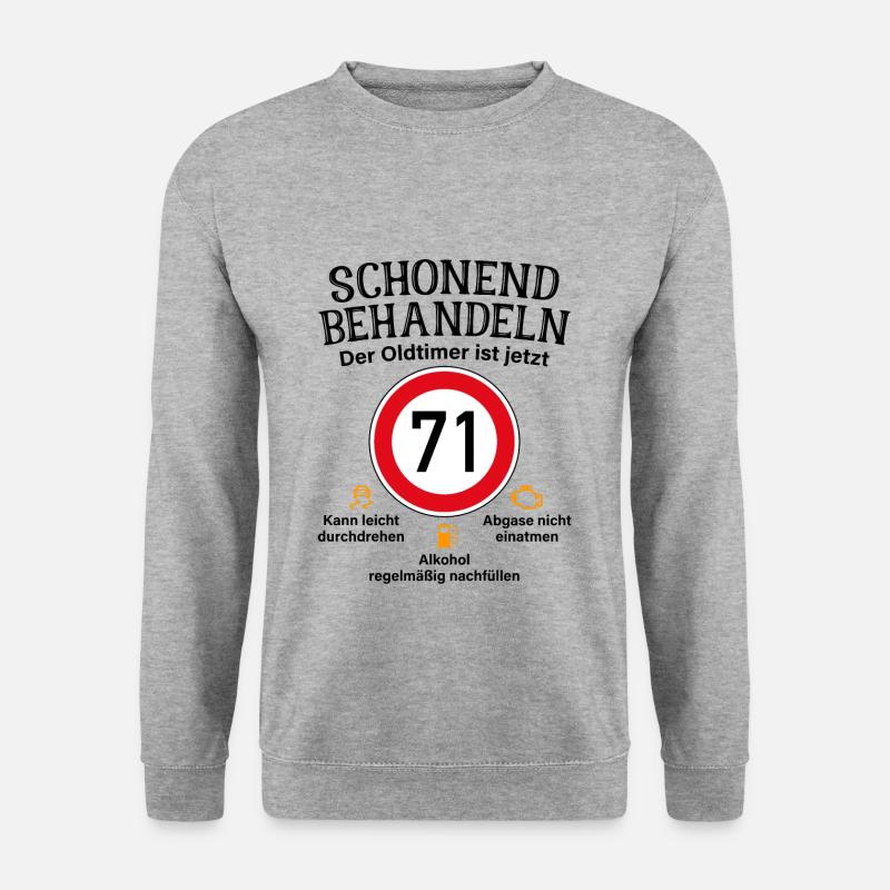 71. Geburtstag Schonend Behandeln Oldtimer Ist 71 - Unisex Pullover - Weißgrau meliert