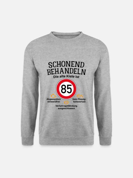 85. Geburtstag Schonend Behandeln 85 Alte Kiste 85 - Unisex Pullover - Weißgrau meliert
