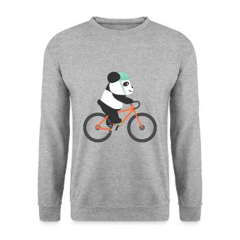 Panda conduite vélo cycliste idée cadeau - Sweat-shirt Unisexe - gris chiné - Devant - Alina (178cm) & Michal (187cm)