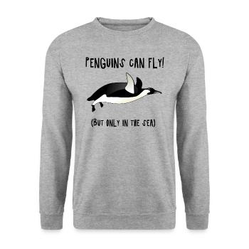 Penguins can fly (But only in the sea) - fun4m3 - Unisex Sweatshirt - salt & pepper - Front - Alina (178cm) & Michal (187cm)