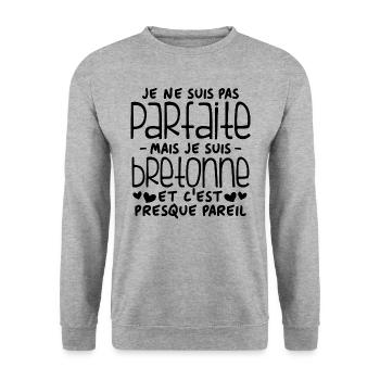 Je ne suis pas parfaite mais je suis bretonne - Sweat-shirt Unisexe - gris chiné - Devant - Alina (178cm) & Michal (187cm)