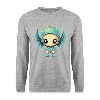 Alien Angel Wings Cyborg - Design futuriste - Sweat-shirt Unisexe - gris chiné - Devant - Alina (178cm) & Michal (187cm)