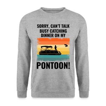 Pontonboot Motorboot Leises Angeln Retro - Unisex Pullover - Weißgrau meliert - Vorne - Alina (178cm) & Michal (187cm)