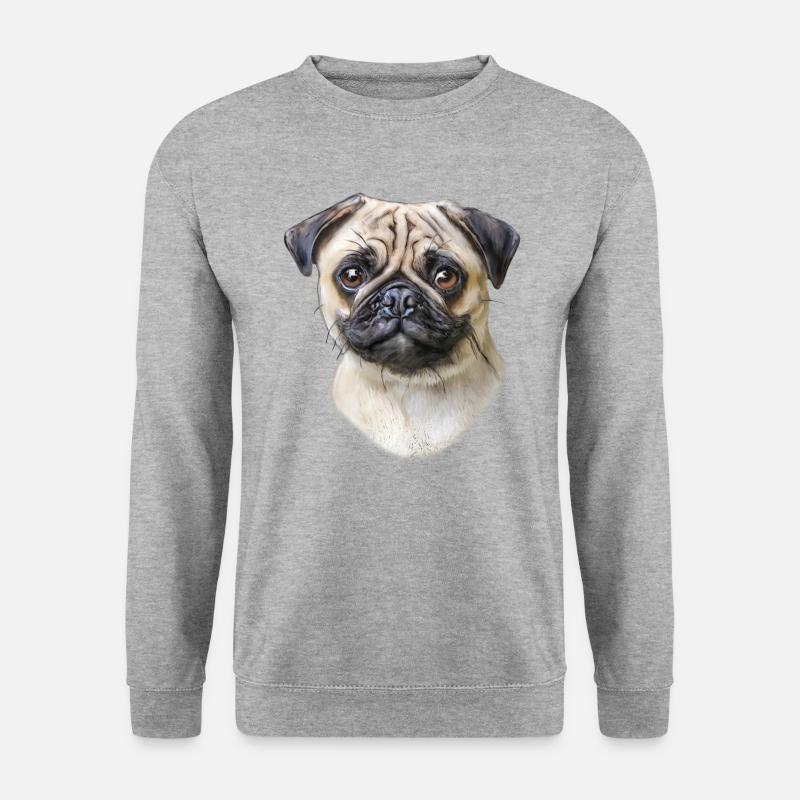 Mops - Unisex Pullover - Weißgrau meliert