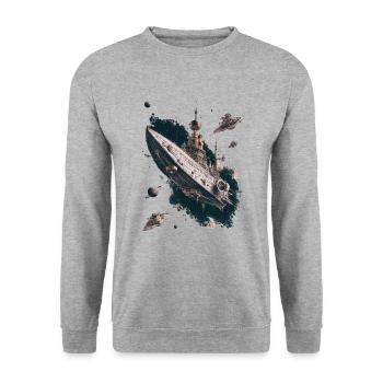 Starship Adventure In The Far Reaches Of Space - Unisex Sweatshirt - salt & pepper - Front - Alina (178cm) & Michal (187cm)