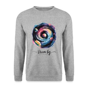 Galactic Dreams Think Big - Unisex Sweatshirt - salt & pepper - Front - Alina (178cm) & Michal (187cm)