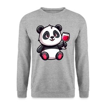 Cute Panda Red Wine Cartoon - Unisex Sweatshirt - salt & pepper - Front - Alina (178cm) & Michal (187cm)