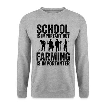 Die Schule ist wichtig, aber die Landwirtschaft ist noch wichtiger - Unisex Pullover - Weißgrau meliert - Vorne - Alina (178cm) & Michal (187cm)