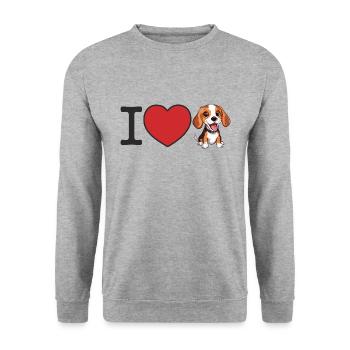 J’aime les beagles – Ich liebe Beagles - Sweat-shirt Unisexe - gris chiné - Devant - Alina (178cm) & Michal (187cm)