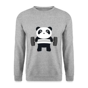 Panda - Unisex Pullover - Weißgrau meliert - Vorne - Alina (178cm) & Michal (187cm)