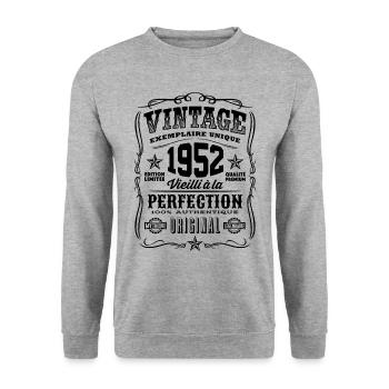 Vintage 1952 Cadeau Anniversaire 67 Ans - Sweat-shirt Unisexe - gris chiné - Devant - Alina (178cm) & Michal (187cm)