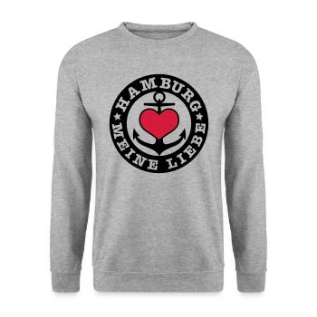 Ancre 2c Hambourg Mon coeur d'amour - Sweat-shirt Unisexe - gris chiné - Devant - Alina (178cm) & Michal (187cm)