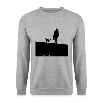 A Walk with my dog - Promenade avec le chien - Sweat-shirt Unisexe - gris chiné - Devant - Alina (178cm) & Michal (187cm)