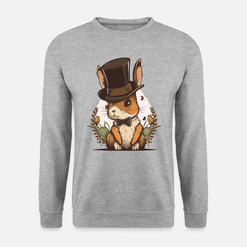 Top Hat Rabbit - Unisex Sweatshirt - salt & pepper