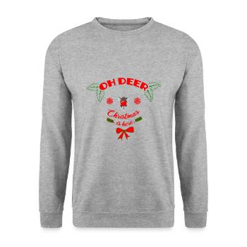 oh deer christmas is here - Unisex Sweatshirt - salt & pepper - Front - Alina (178cm) & Michal (187cm)