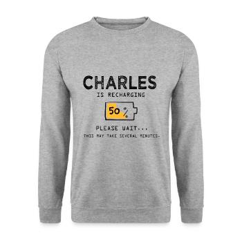 Charles Lustiger Name Sarkastischer Charles Geschenke - Unisex Pullover - Weißgrau meliert - Vorne - Alina (178cm) & Michal (187cm)