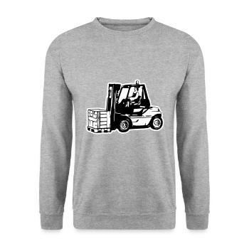 Gabelstapler / Forklift - Unisex Pullover - Weißgrau meliert - Vorne - Alina (178cm) & Michal (187cm)