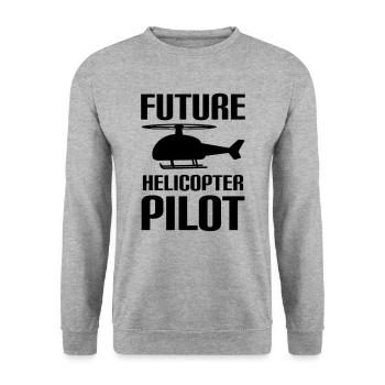 Future Helicopter Pilot Familie Kinder Piloten - Unisex Pullover - Weißgrau meliert - Vorne - Alina (178cm) & Michal (187cm)