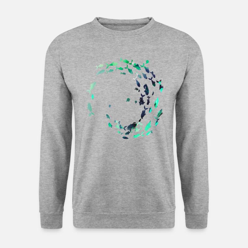 fischschwarm,fische,malerei,graffiti,blau - Unisex Pullover - Weißgrau meliert