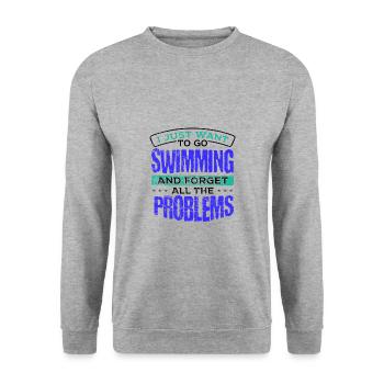 Schwimmergeschenk Gehen Sie schwimmen und vergessen Sie all die - Unisex Pullover - Weißgrau meliert - Vorne - Alina (178cm) & Michal (187cm)
