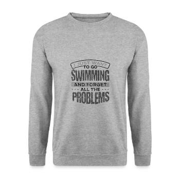 Swimmer Gift Go Swimming and Forget All the - Unisex Sweatshirt - salt & pepper - Front - Alina (178cm) & Michal (187cm)