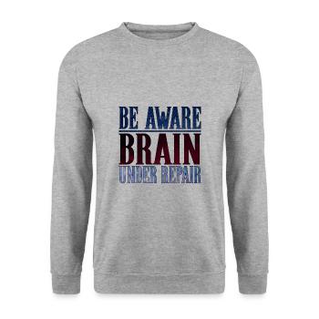 Sensibilisation aux commotions cérébrales Soyez conscient que le cerveau est en réparation - Sweat-shirt Unisexe - gris chiné - Devant - Alina (178cm) & Michal (187cm)