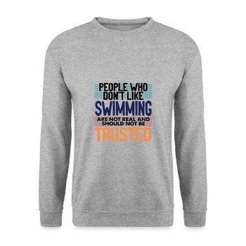 Le nageur offre aux gens qui n’aiment pas nager - Sweat-shirt Unisexe - gris chiné - Devant - Alina (178cm) & Michal (187cm)