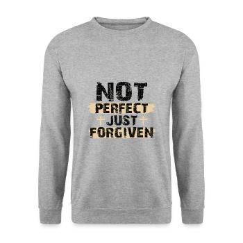 Not Perfect Just Foregiven Christian Gift Ideas - Unisex Sweatshirt - salt & pepper - Front - Alina (178cm) & Michal (187cm)
