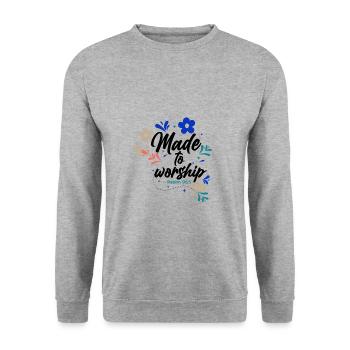 Das Christentum wurde geschaffen, um christliche Gaben anzubeten - Unisex Pullover - Weißgrau meliert - Vorne - Alina (178cm) & Michal (187cm)