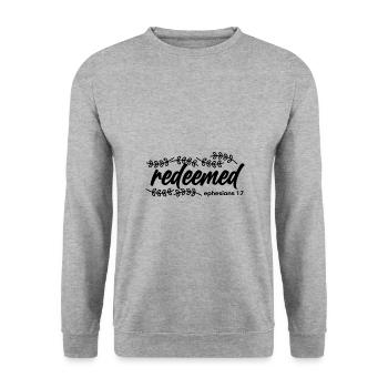 Christianisme Idée de cadeau Éphésiens rachetés 1 7 - Sweat-shirt Unisexe - gris chiné - Devant - Alina (178cm) & Michal (187cm)