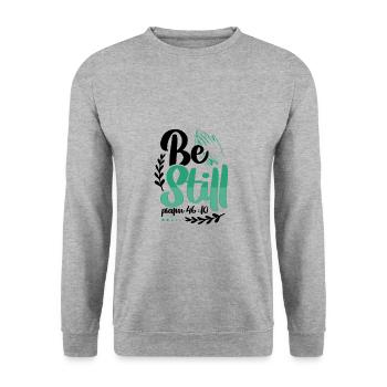 Christianity Be Still Psalm 46 10 Christian Gifts - Unisex Sweatshirt - salt & pepper - Front - Alina (178cm) & Michal (187cm)