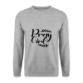 Christianity Pray Girl Inspirational Christian - Unisex Sweatshirt - salt & pepper - Front - Alina (178cm) & Michal (187cm)